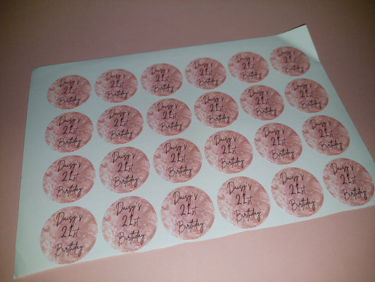24 x Blush Pink Stickers | Daisy's 21st Birthday | SALE ITEM