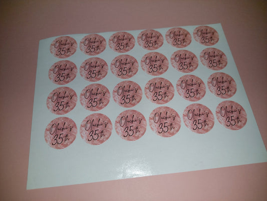 24 x Blush Pink Stickers | Oluchi's 35th | SALE ITEM