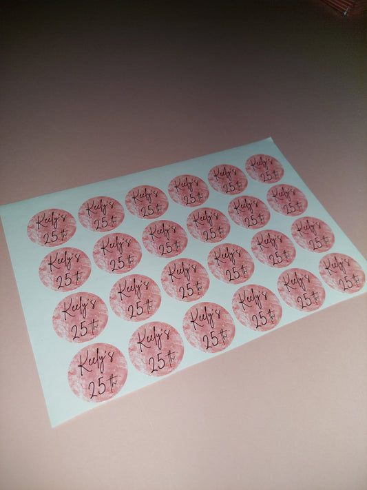 24 x Blush Pink Stickers | Keely's 25th | SALE ITEM