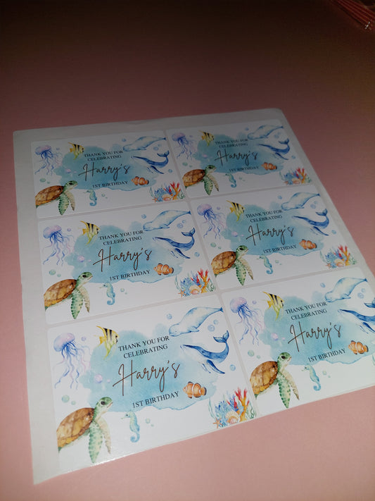 6 x Under Sea Stickers | Harry's 1st Birthday | SALE ITEM