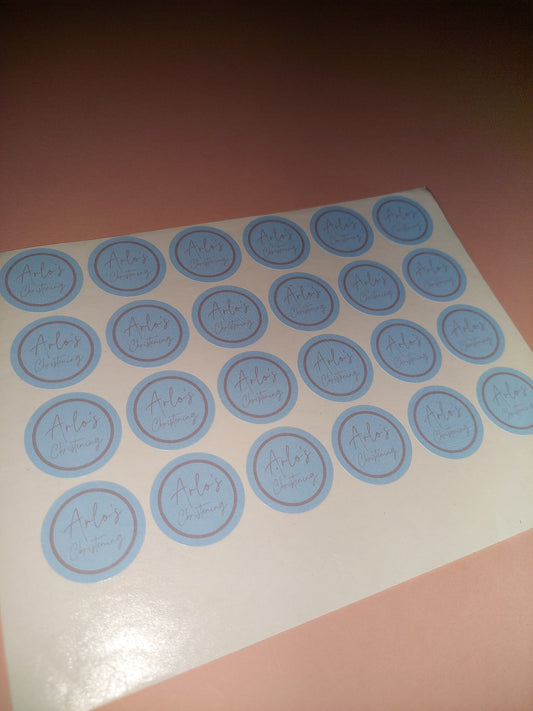 24 x Blue Stickers | Arlo's Christening | SALE ITEM