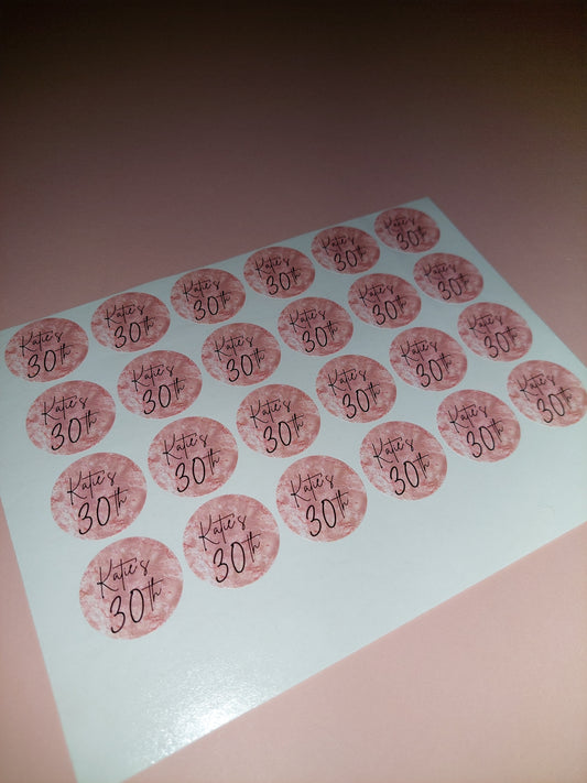 24 x Blush Pink Stickers | Katie's 30th | SALE ITEM