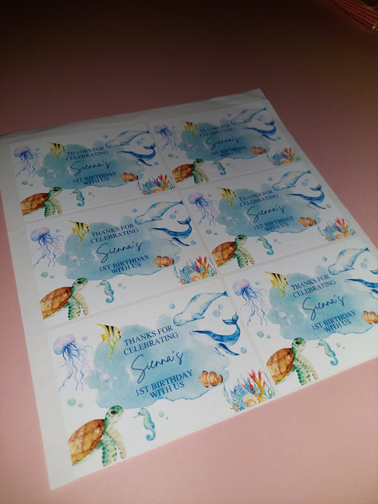 6 x Under Sea Stickers | Sienna's 1st Birthday | SALE ITEM