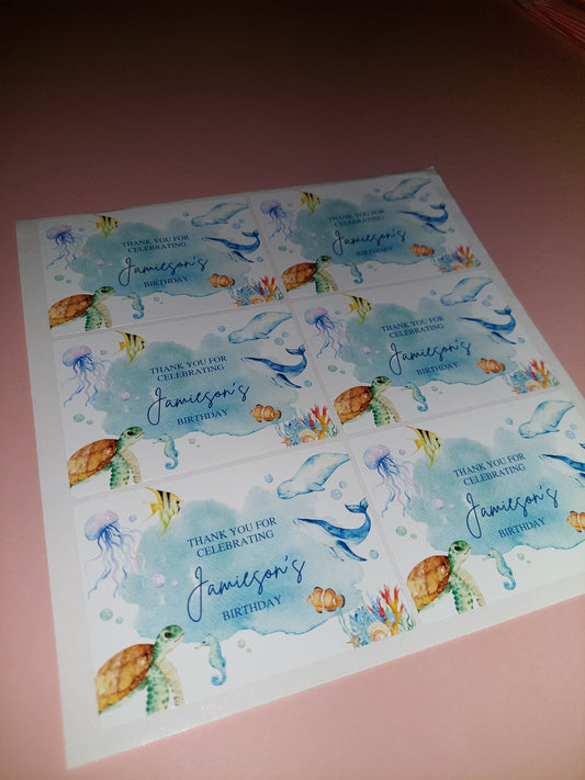 6 x Under Sea Stickers | Jamieson's Birthday | SALE ITEM