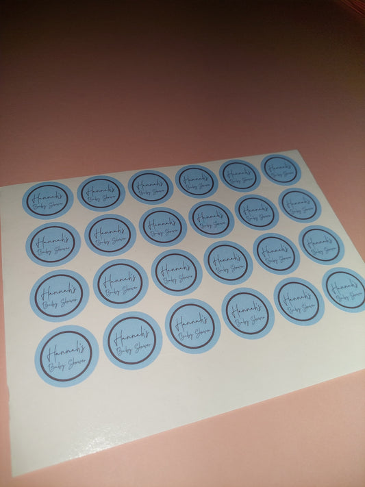 24 x Blue Stickers | Hannah's Baby Shower | SALE ITEM