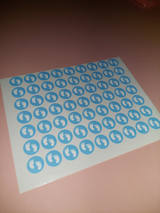 63 x Baby Shower Stickers | Blue Footprints Stickers | SALE ITEM