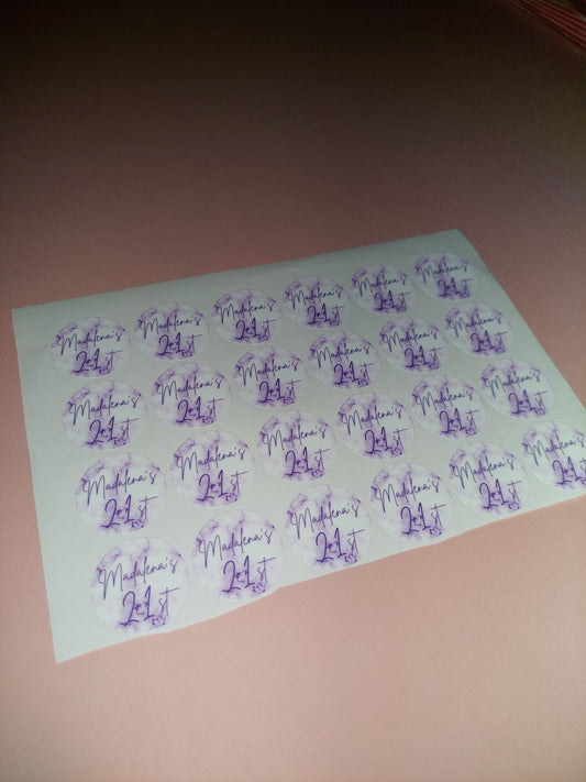 24 x Purple Marble Stickers | Madalena's 21st | SALE ITEM
