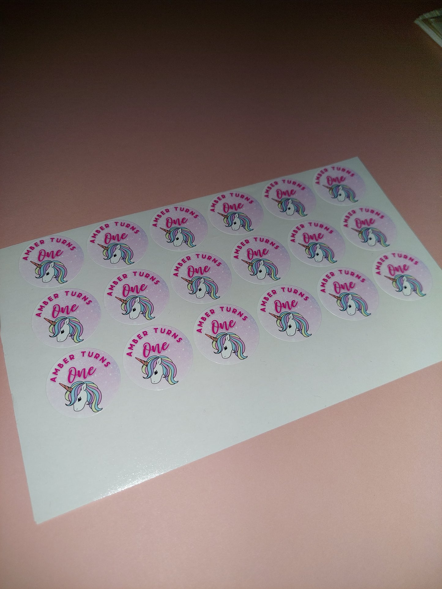 18 x Unicorn Stickers | Amber Turns One | SALE ITEM