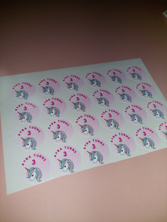 24 x Unicorn Stickers | Ayra Turns 3 | SALE ITEM