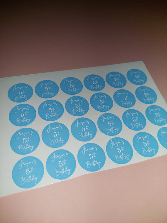 24 x Blue Stickers | Jenson's 5th Birthday | SALE ITEM