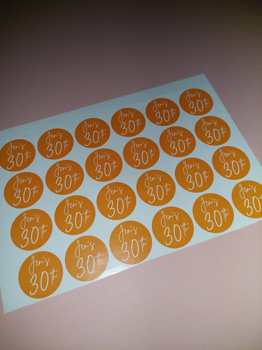 24 x Orange Stickers | Jen's 30th | SALE ITEM