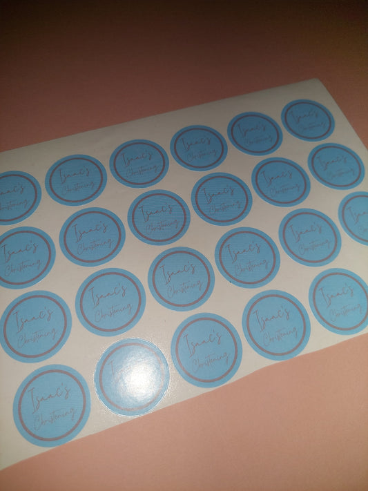 24 x Blue Stickers | Isaac's Christening | SALE ITEM