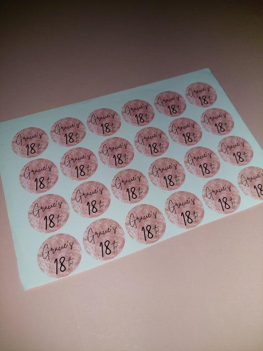 24 x Blush Pink Stickers | Gracie's 18th | SALE ITEM