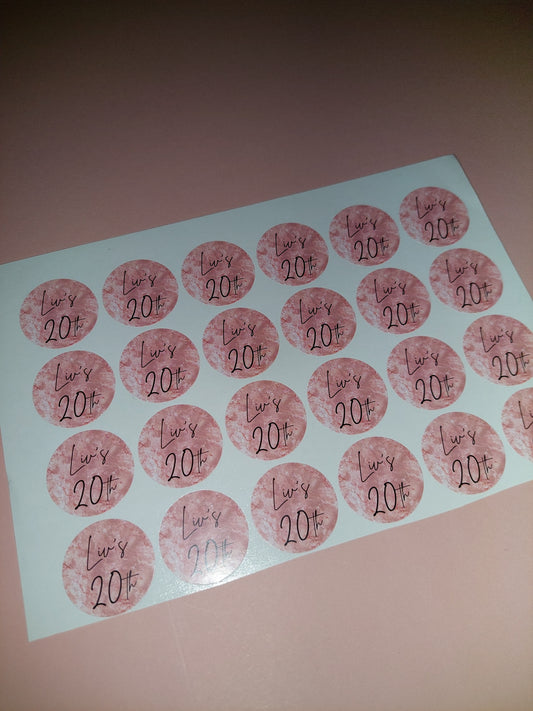 24 x Blush Pink Stickers | Liv's 20th | SALE ITEM