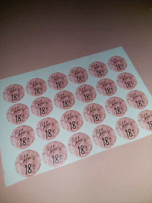 24 x Blush Pink Stickers | Chloe's 18th | SALE ITEM