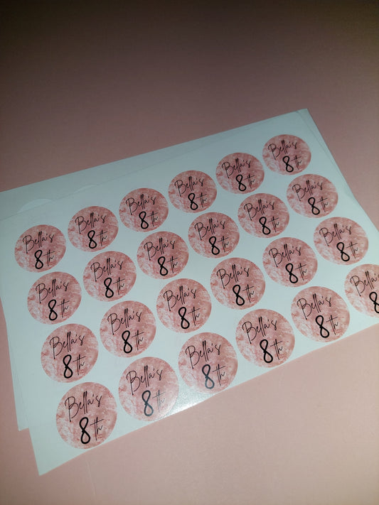 24 x Blush Pink Stickers | Bella's 8th | SALE ITEM