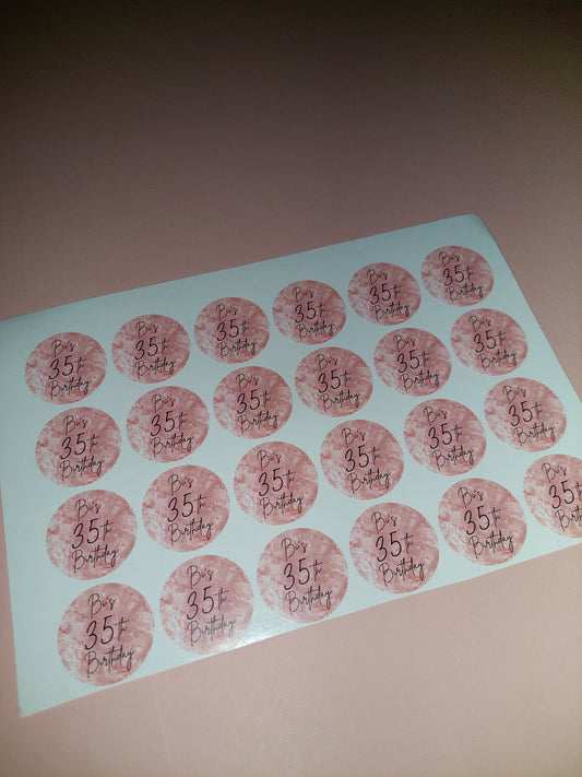 24 x Blush Pink Stickers | Bi's 35th Birthday | SALE ITEM