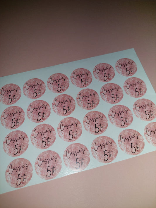 24 x Blush Pink Stickers | Cassie's 5th | SALE ITEM