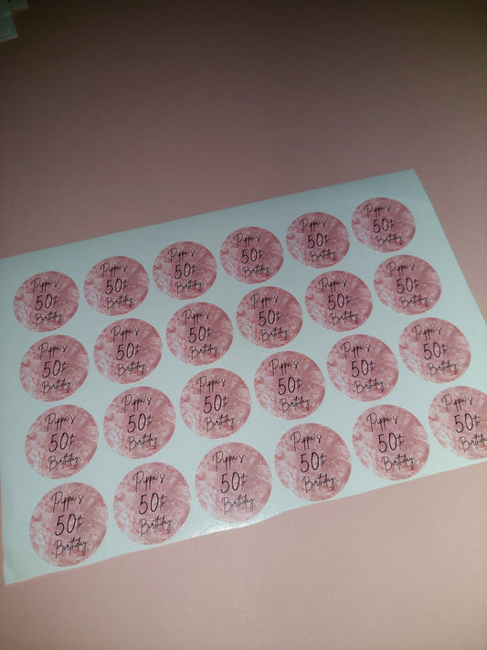24 x Blush Pink Stickers | Pippa's 50th Birthday | SALE ITEM