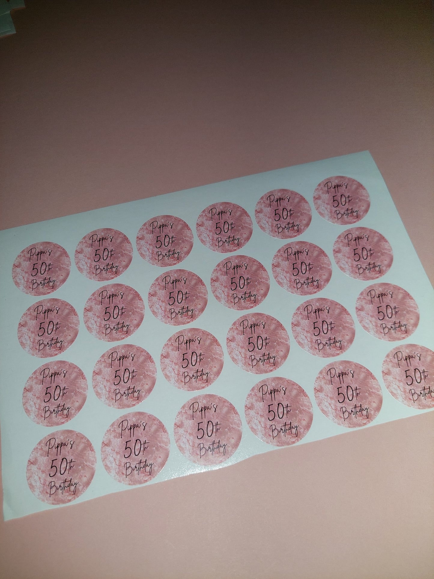 24 x Blush Pink Stickers | Pippa's 50th Birthday | SALE ITEM