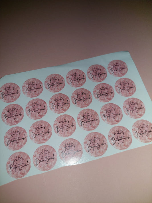24 x Blush Pink Stickers | Katie's Batmitzvah | SALE ITEM