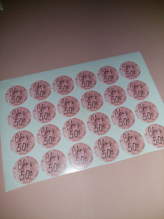 24 x Blush Pink Stickers | Cleo's 50th | SALE ITEM