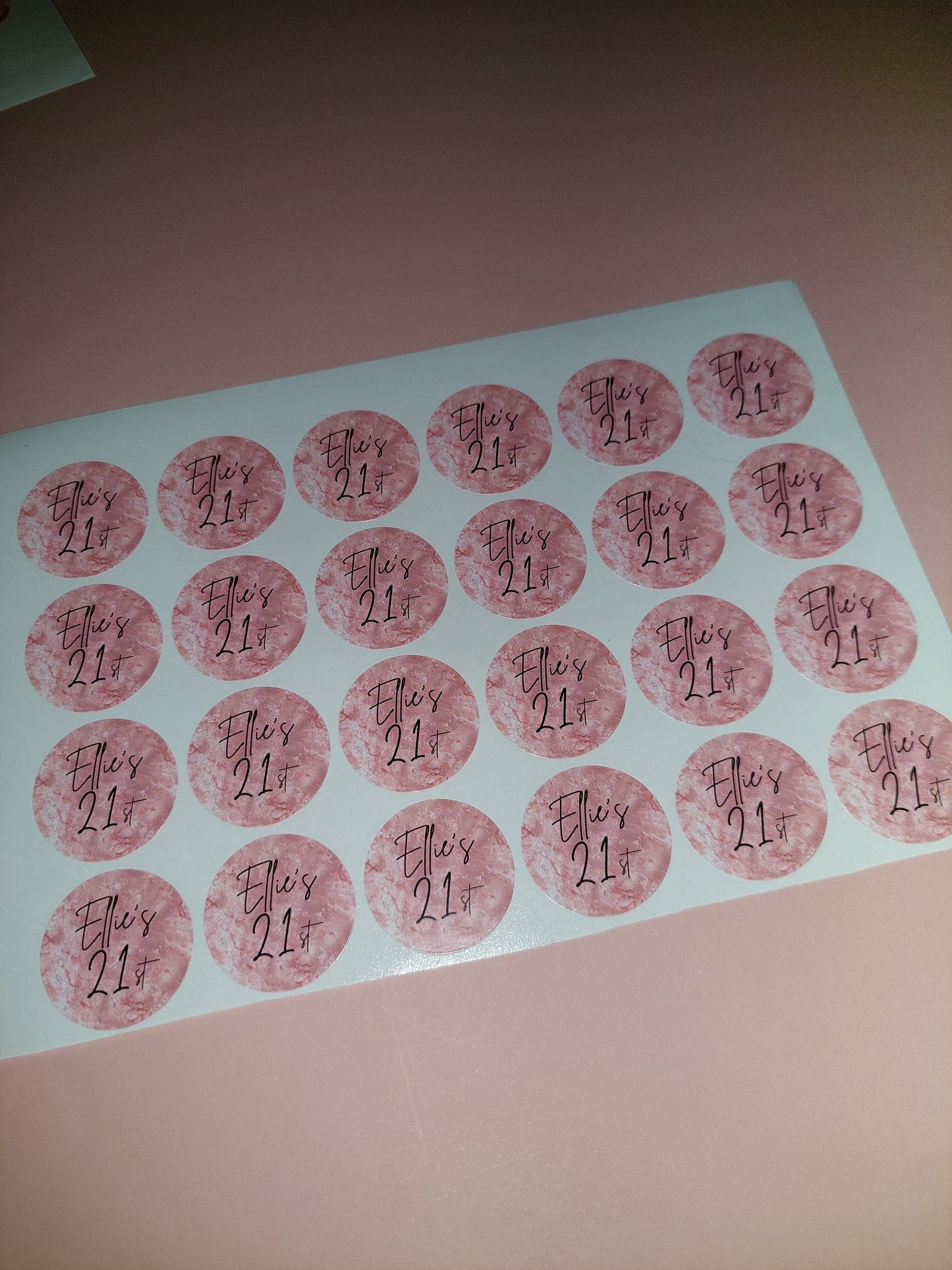 24 x Blush Pink Stickers | Ellie's 21st | SALE ITEM