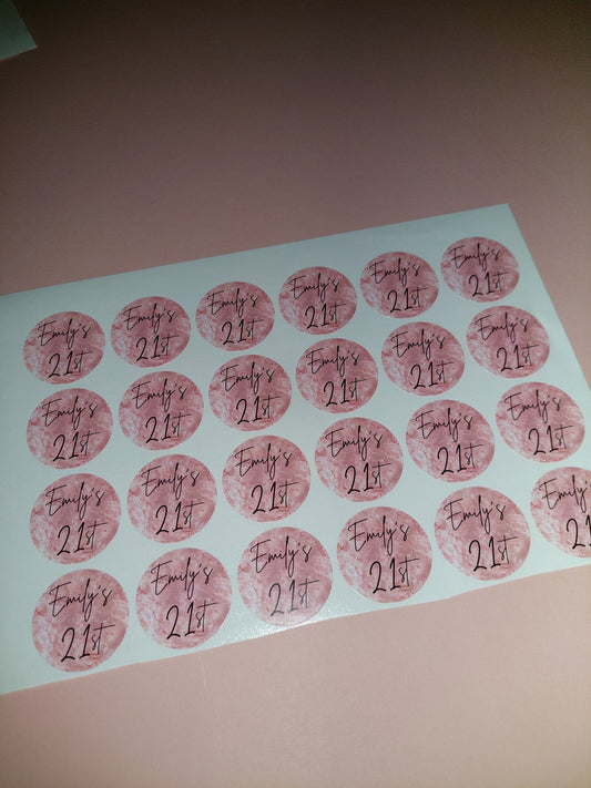 24 x Blush Pink Stickers | Emily's 21st | SALE ITEM