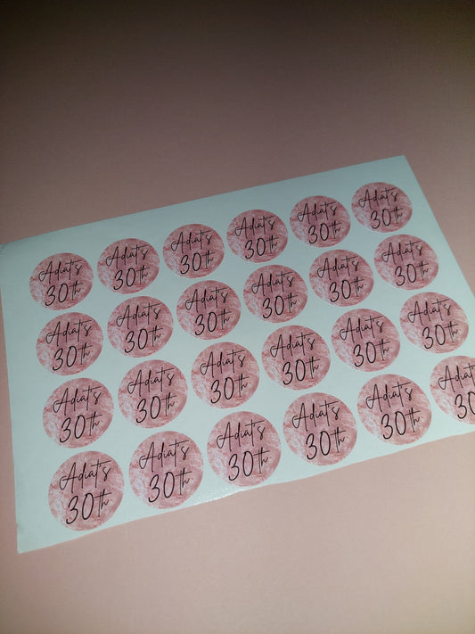 24 x Blush Pink Stickers | Adiat's 30th | SALE ITEM