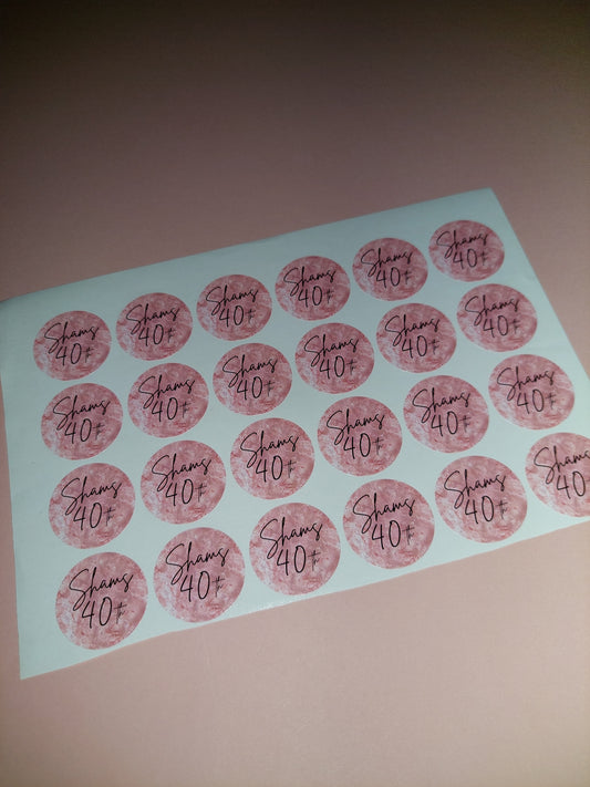 24 x Blush Pink Stickers | Shams 40th | SALE ITEM