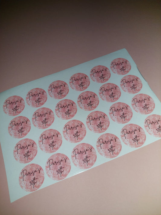 24 x Blush Pink Stickers | Parisa's 30th | SALE ITEM
