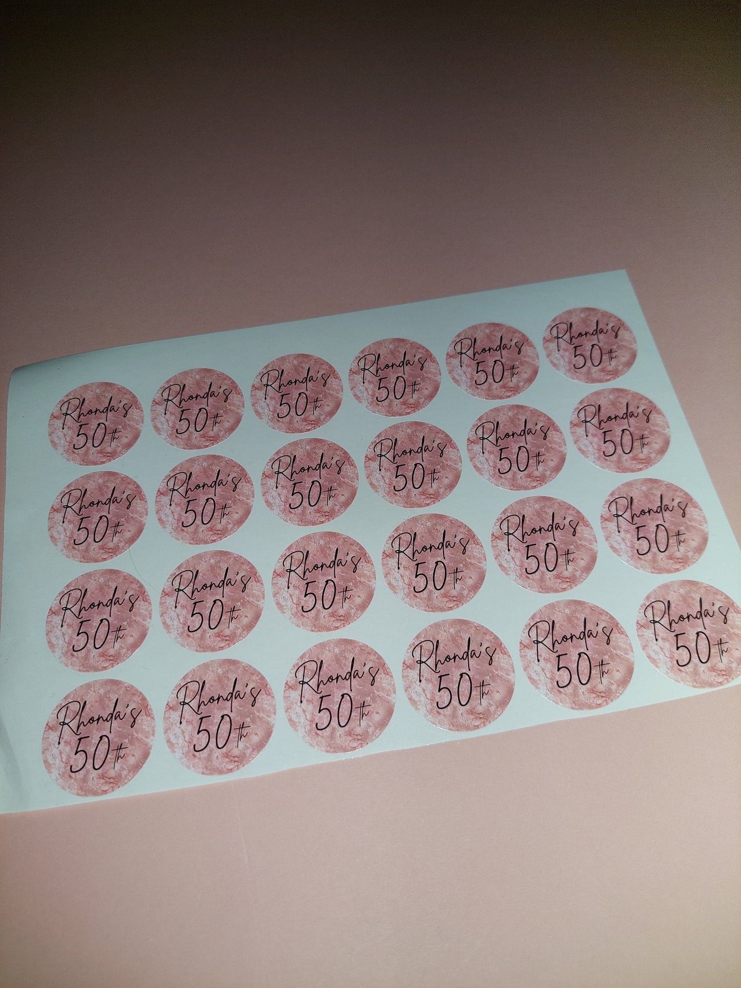 24 x Blush Pink Stickers | Rhonda's 50th | SALE ITEM