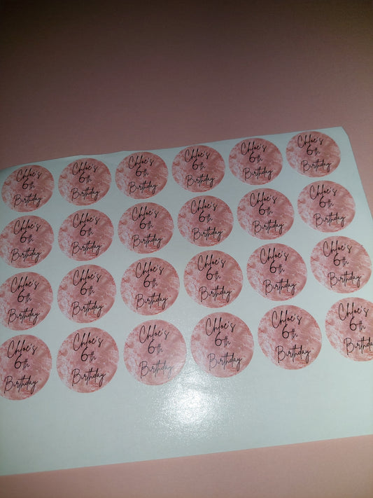 24 x Blush Pink Stickers | Chloe's 6th Birthday | SALE ITEM
