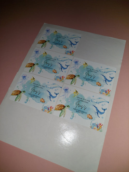 5 x Under Sea Stickers | Iris's First Birthday | SALE ITEM