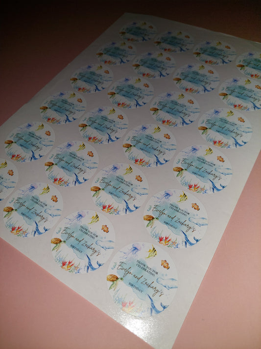 24 x Under The Sea Stickers | Evelyn & Zachary's Birthday | SALE ITEM