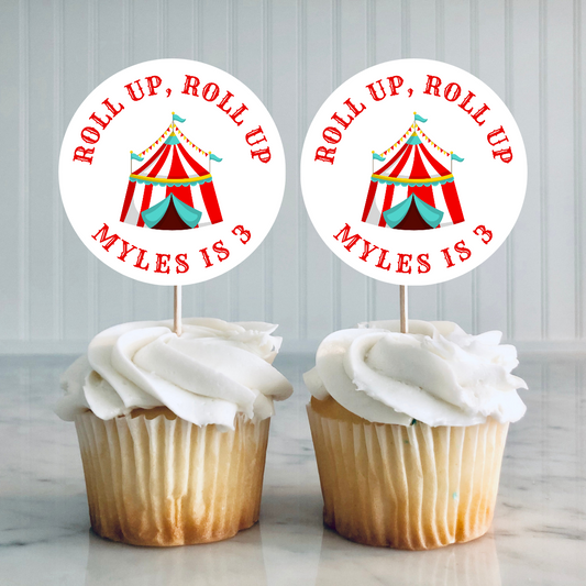 Circus Cupcake Toppers | Birthday Cupcake Toppers | Circus Party Decorations | Design 1