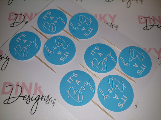 Cupcake Toppers | 14 x Blue It's A Boy Cupcake Toppers | SALE ITEM