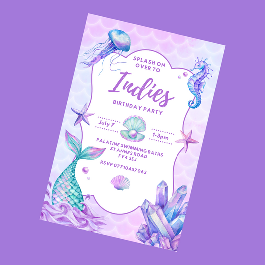 Mermaid Party Invitations | A6 Invites | Mermaid Theme Invitations | Party Invitations