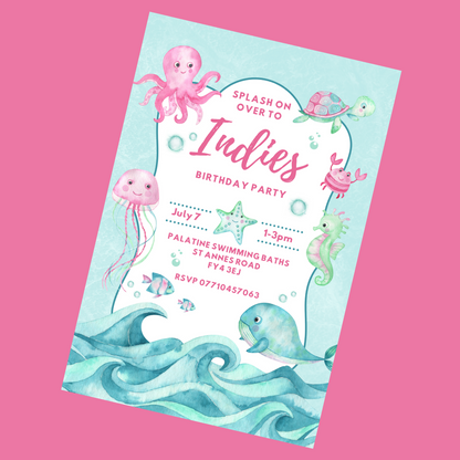 Under The Sea Ocean Party Invitations | A6 Invites | Sea Ocean Theme Invitations | Party Invitations