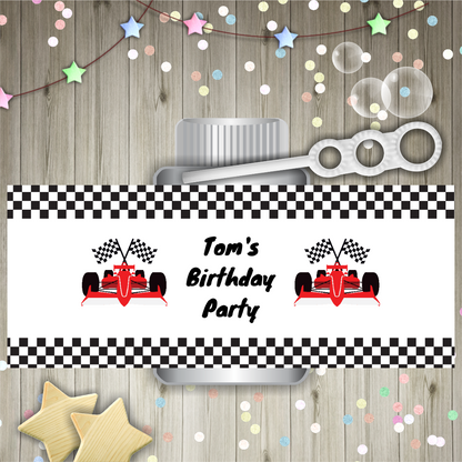 Bubble Wrapper Sticker Labels | Racing Car Bubble Labels | Bubble Stickers | Bubble Party Favours | Party Stickers - Dinky Designs