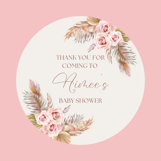 Floral Boho Stickers | Various Sizes | Floral Boho Party Supplies | Floral Boho Theme Party