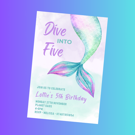 Mermaid Party Invitations | A6 Invites | Mermaid Theme Invitations | Party Invitations