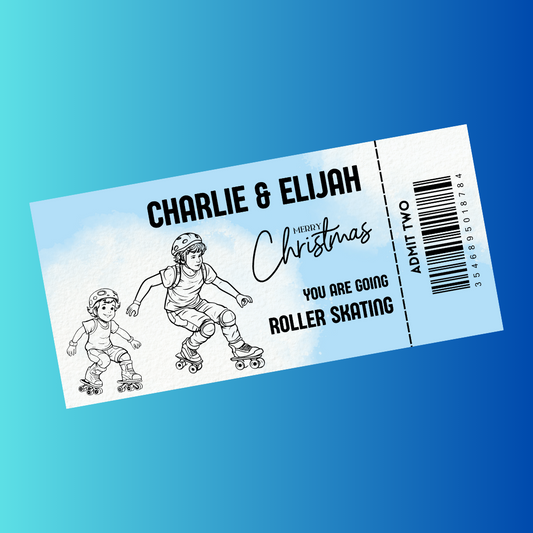 Surprise Ticket Print | Personalised Blue Roller Skating Ticket Pass Voucher Membership | Gift Idea