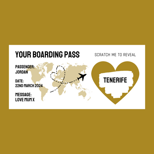 Gold Surprise Ticket Print | Personalised Boarding Pass Ticket | Holiday Destination Scratch Reveal | Gift Idea