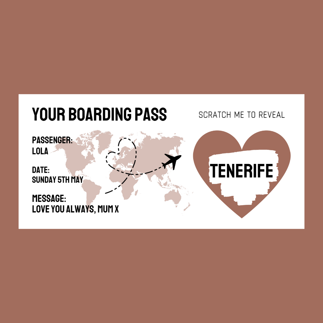 Rose Gold Surprise Ticket Print | Personalised Boarding Pass Ticket | Holiday Destination Scratch Reveal | Gift Idea