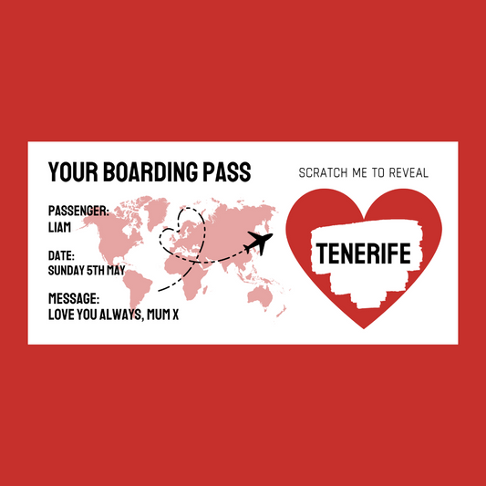 Red Surprise Ticket Print | Personalised Boarding Pass Ticket | Holiday Destination Scratch Reveal | Gift Idea