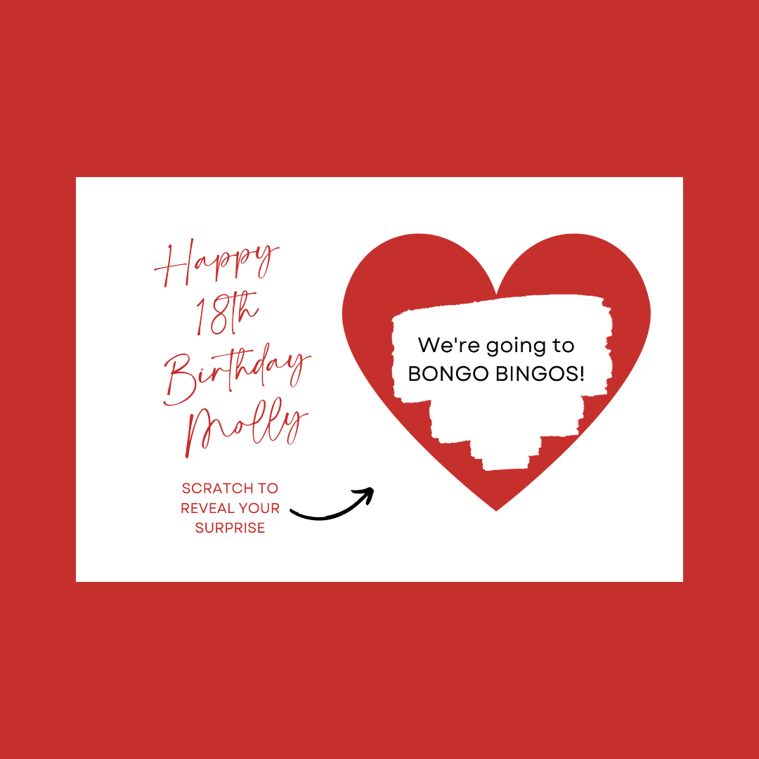 A6 Red Surprise Ticket Print | Personalised Birthday Ticket | Birthday Scratch Reveal | Gift Idea