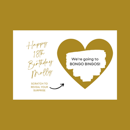 A6 Gold Surprise Ticket Print | Personalised Birthday Ticket | Birthday Scratch Reveal | Gift Idea