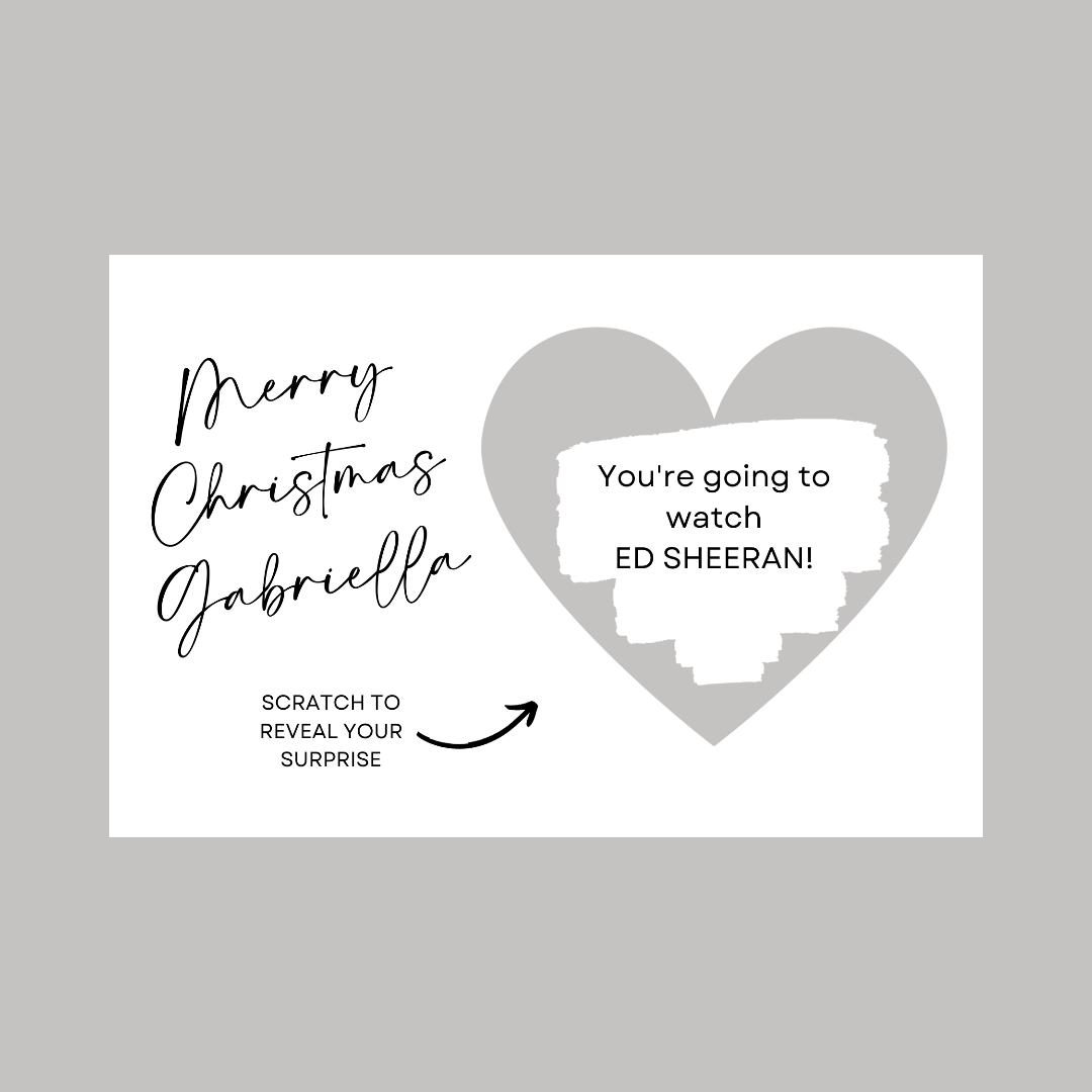A6 Silver/Grey Surprise Ticket Print | Personalised Christmas Ticket | Christmas Scratch Reveal | Gift Idea