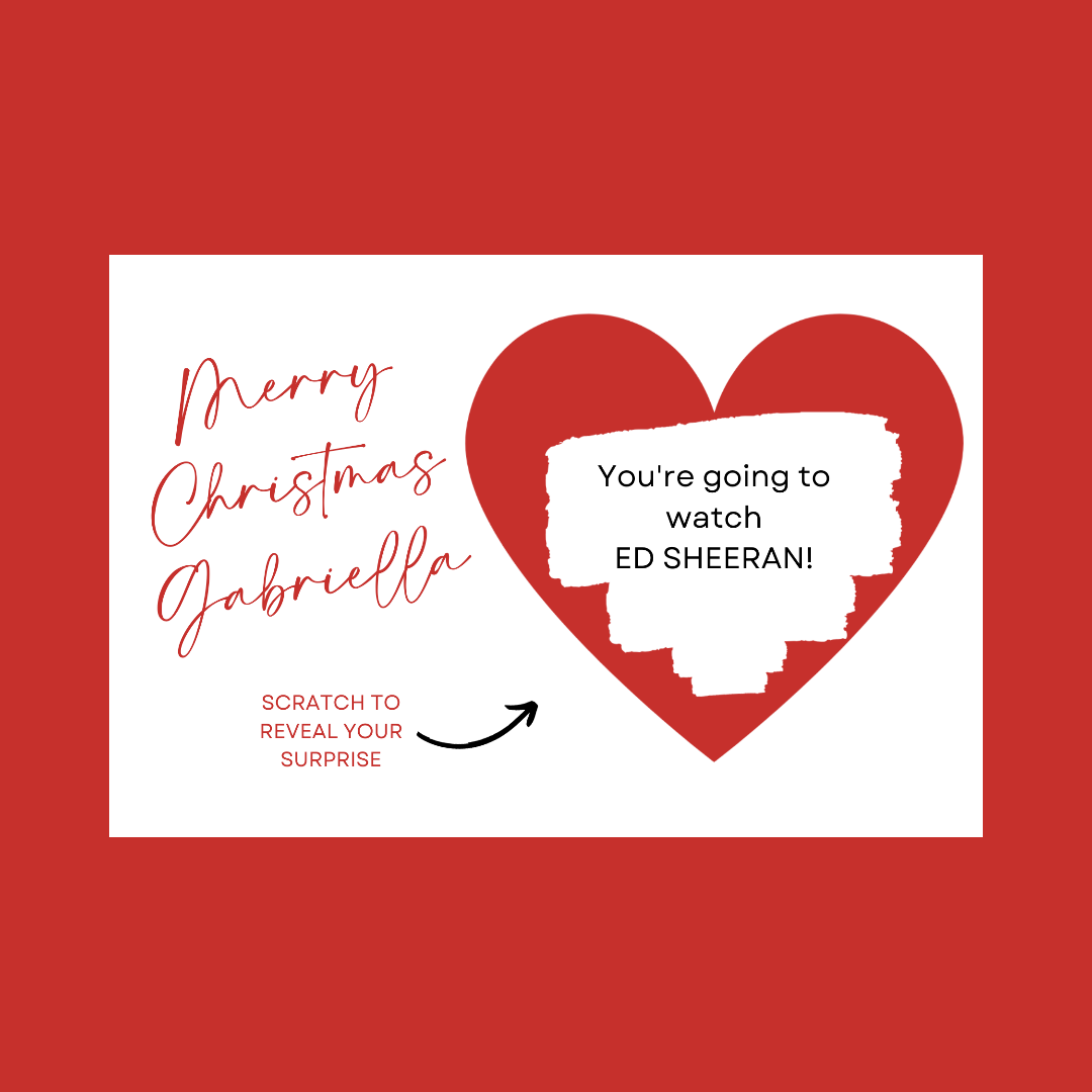 A6 Red Surprise Ticket Print | Personalised Christmas Ticket | Christmas Scratch Reveal | Gift Idea